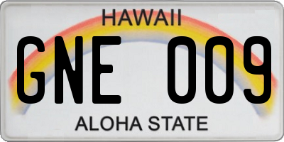 HI license plate GNE009
