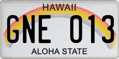 HI license plate GNE013