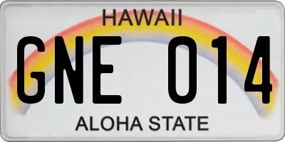 HI license plate GNE014