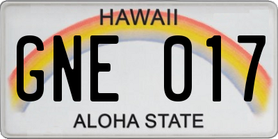 HI license plate GNE017