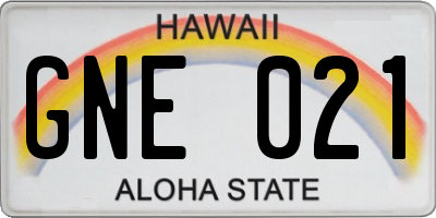 HI license plate GNE021