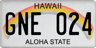 HI license plate GNE024