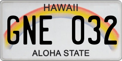 HI license plate GNE032