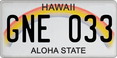 HI license plate GNE033