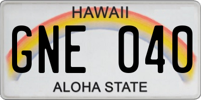 HI license plate GNE040