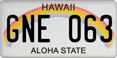 HI license plate GNE063