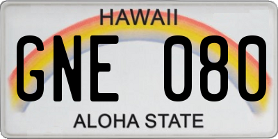 HI license plate GNE080