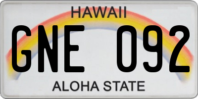 HI license plate GNE092