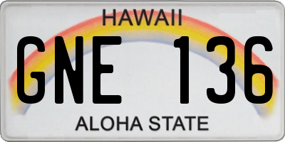 HI license plate GNE136