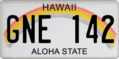 HI license plate GNE142