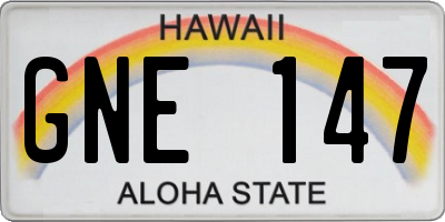 HI license plate GNE147