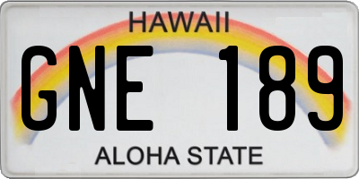 HI license plate GNE189