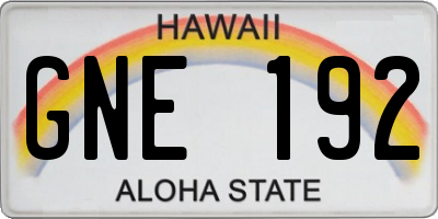 HI license plate GNE192