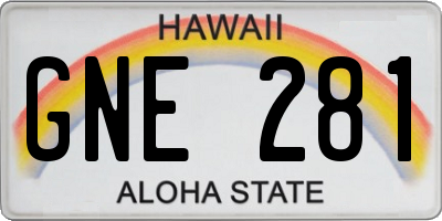 HI license plate GNE281