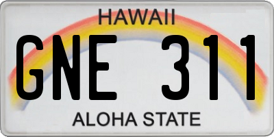 HI license plate GNE311