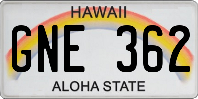 HI license plate GNE362