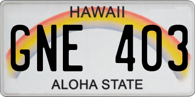 HI license plate GNE403