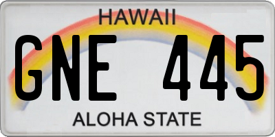 HI license plate GNE445