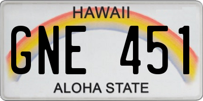 HI license plate GNE451