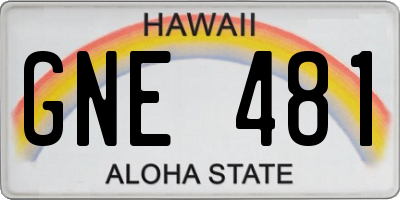HI license plate GNE481