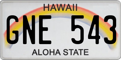 HI license plate GNE543