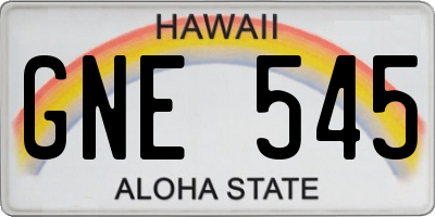 HI license plate GNE545