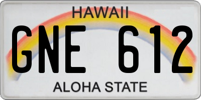 HI license plate GNE612