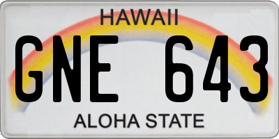 HI license plate GNE643