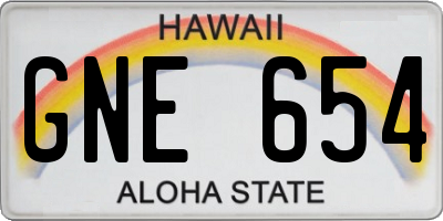 HI license plate GNE654