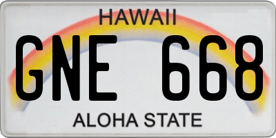 HI license plate GNE668