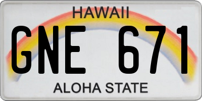 HI license plate GNE671