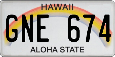 HI license plate GNE674