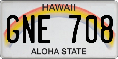 HI license plate GNE708