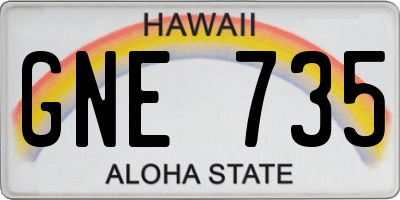 HI license plate GNE735