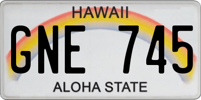HI license plate GNE745