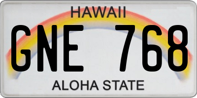 HI license plate GNE768