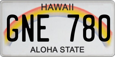 HI license plate GNE780