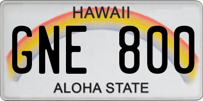 HI license plate GNE800