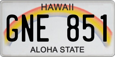 HI license plate GNE851