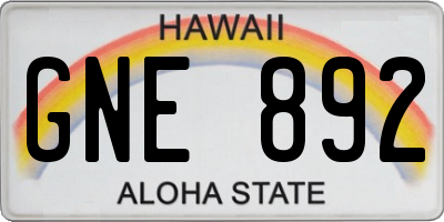 HI license plate GNE892