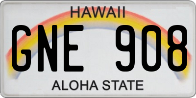 HI license plate GNE908
