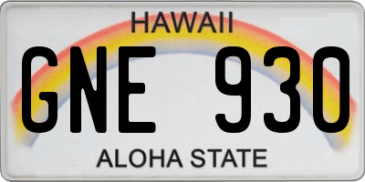 HI license plate GNE930