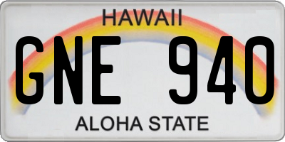 HI license plate GNE940