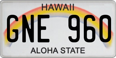 HI license plate GNE960