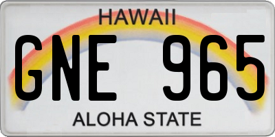 HI license plate GNE965