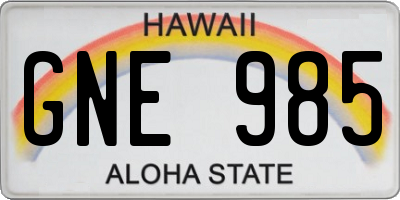 HI license plate GNE985