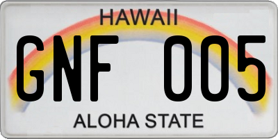 HI license plate GNF005