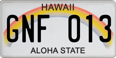 HI license plate GNF013