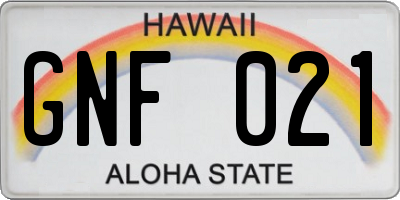 HI license plate GNF021