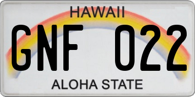 HI license plate GNF022